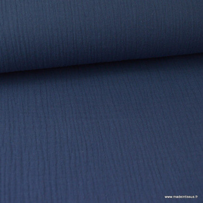 Tissu Double gaze coton marine .x1m