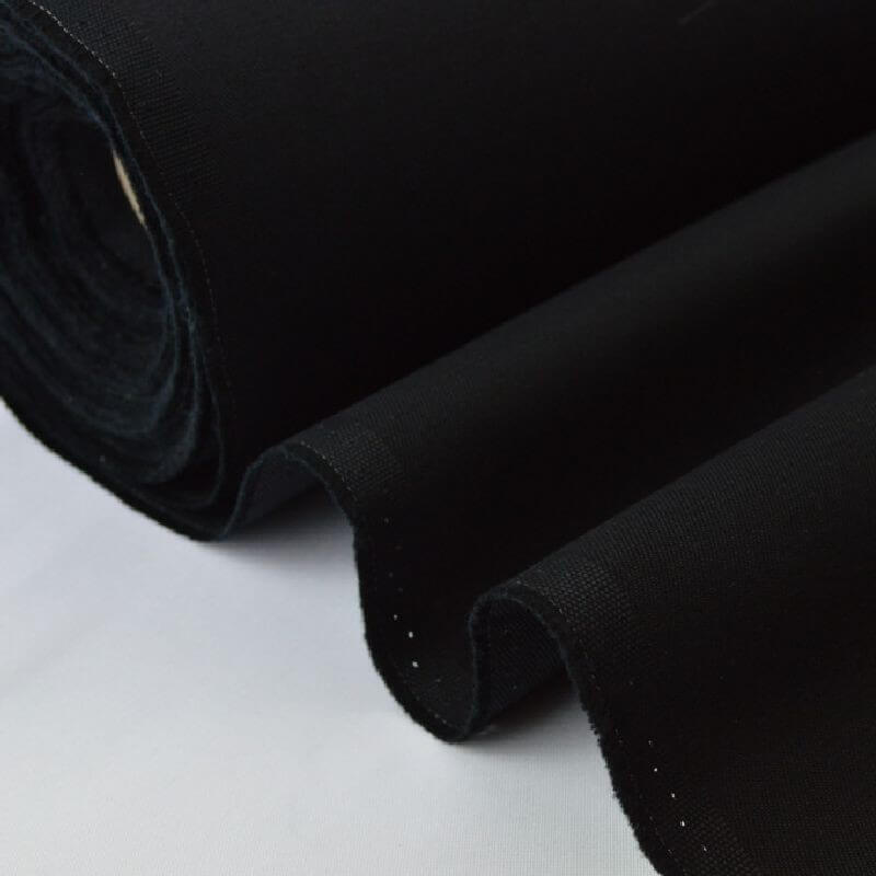 Tissu sergé coton lourd noir résistant pour confection de sacs et vêtements  de travail.