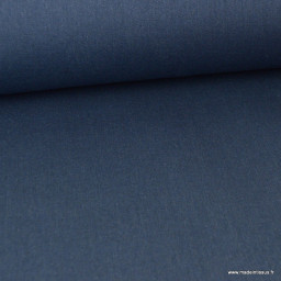 Tissu gabardine polyester viscose enduite étanche bleu denim.