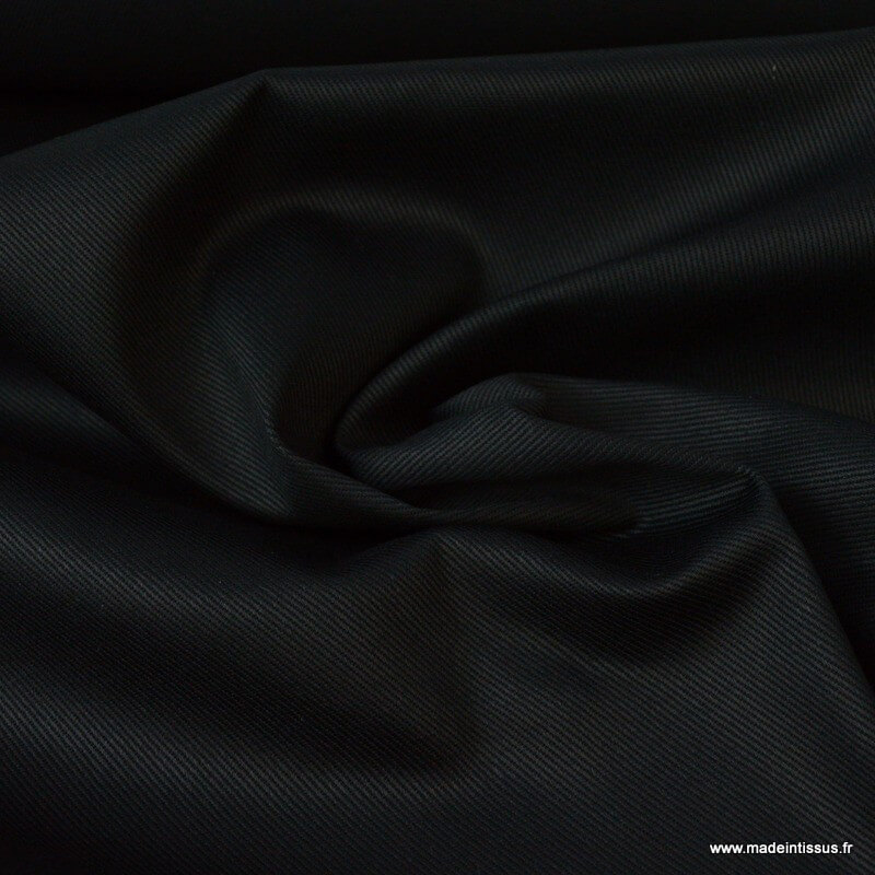 Tissu sergé coton lourd noir résistant pour confection de sacs et vêtements  de travail.