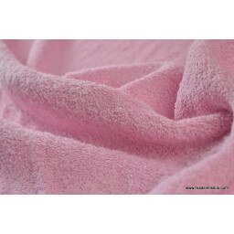 Tissu Eponge coton rose lisiere cousue fermée au mètre