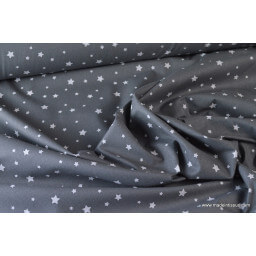 Tissu coton oeko tex imprimé étoiles anthracite au mètre
