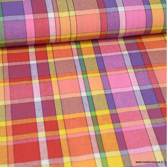 Chemisier En Coton Madras Tissé Main - Couleur Blanc/gris/rose - Taille S - Neuf Sans étiquette