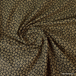 Tissu coton imprimé petites fleurs fond Noir - Oeko tex