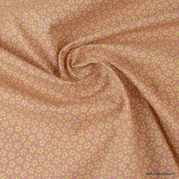 Tissu coton imprimé petites fleurs fond Rose - Oeko tex