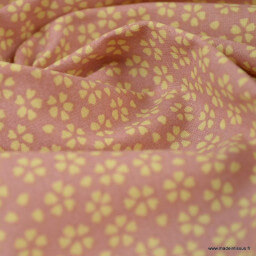 Tissu coton imprimé petites fleurs fond Rose - Oeko tex