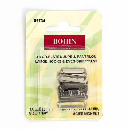 Agrafes plates pour Pantalons ou jupes  - acier nickelé -  25mm - Bohin