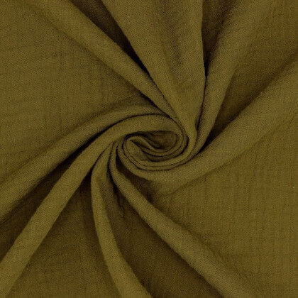 Tissu Double gaze coton kaki bronze
