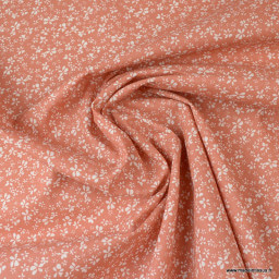Tissu coton motif Fleurs Difatti Marsala - Oeko tex