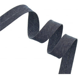 Biais replié 20 mm Jean en coton coloris Bleu