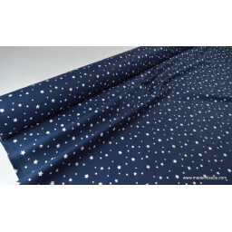 Tissu coton oeko tex  imprimé étoiles bleu marine au mètre 