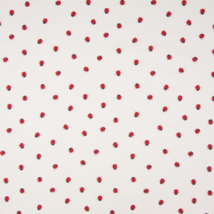 Tissu Popeline motifs Coccinelles fond Blanc - Oeko tex
