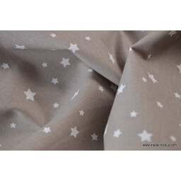 Tissu coton oeko tex imprimé étoiles taupe au mètre