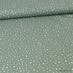 Tissu Popeline en coton Bio & oeko tex à pois fond vert céladon