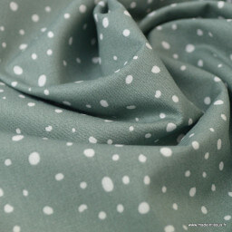 Tissu Popeline en coton Bio & oeko tex à pois fond vert céladon