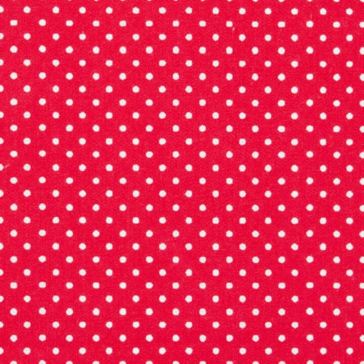Tissu Popeline coton imprimé petit pois fond Rouge - oeko tex