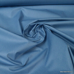 Tissu coton Enduit uni bleu Denim -  Oeko tex