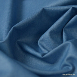 Tissu coton Enduit uni bleu Denim -  Oeko tex