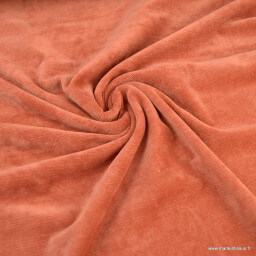 Tissu velours rasé côtelé coloris Terracotta - Oeko tex