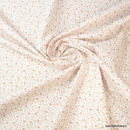 Tissu coton imprimé fleurs Rose thé et Thym - Oeko tex