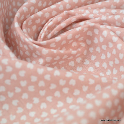 Tissu coton Motif Lipelo fond Rose thé - Oeko tex