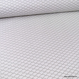 Tissu coton imprimé éventails écailles Japonaises Gris - Oeko tex