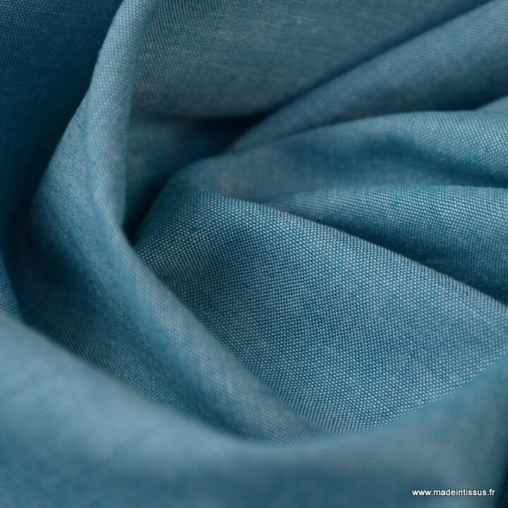 Tissu chambray coloris Pétrole - oeko tex