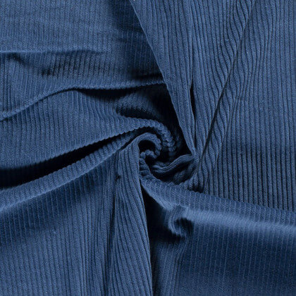 Tissu Velours cotelé grosses côtes Bleu Denim