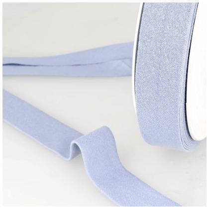 Biais replié en coton biologique 27 mm coloris Bleu clair