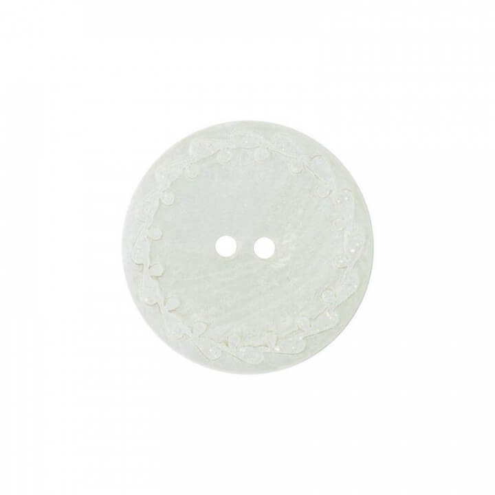 Bouton nacre River Shell 15mm blanc contour fleuri