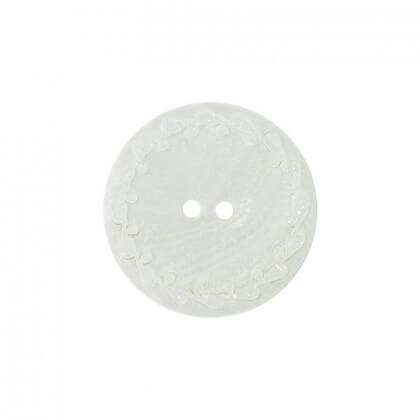 Bouton nacre River Shell 15mm blanc contour fleuri