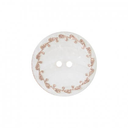Bouton nacre River Shell 15mm rose contour fleuri