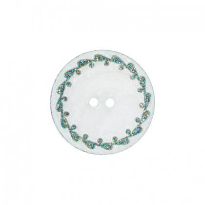 Bouton nacre River Shell 15mm vert contour fleuri