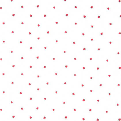 Tissu Popeline motifs fraises fond Blanc - Oeko tex