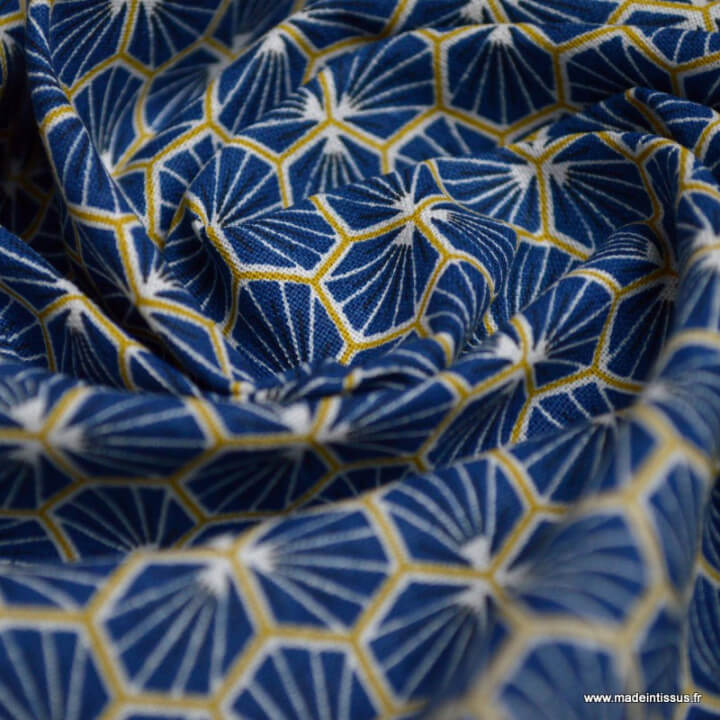 Tissu coton Riad Enduit coloris Marine Oeko tex
