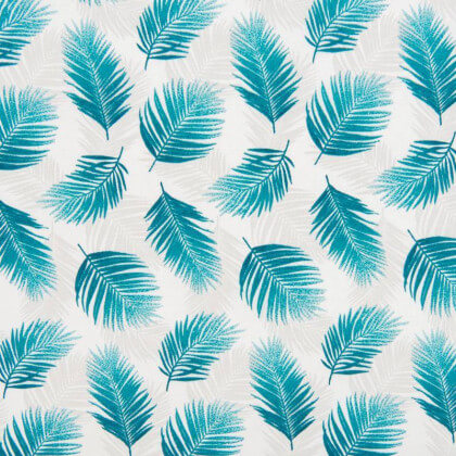 Tissu coton imprimé feuilles de Palme canard