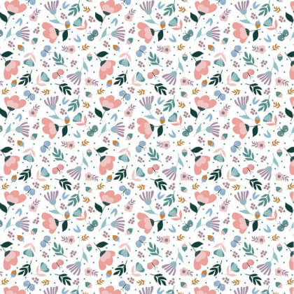 Tissu popeline motifs fleurs fond blanc by Poppy - Oeko tex
