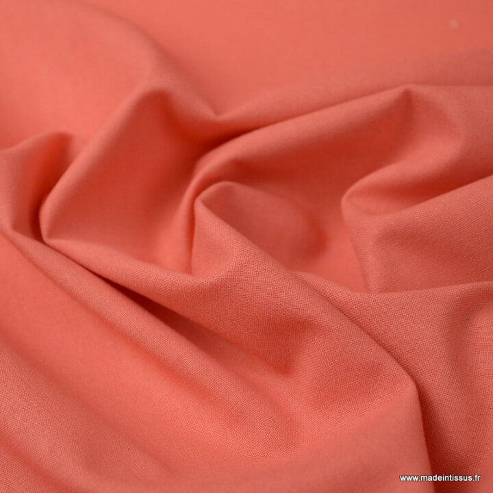 Tissu cretonne coton Corail - Oeko tex