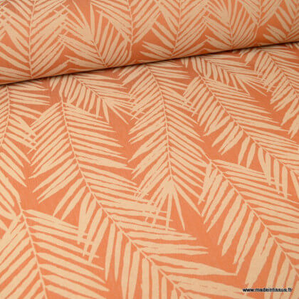 Tissu ameublement jacquard Ocre en grande largeur - motifs feuillage thème Tasmanie