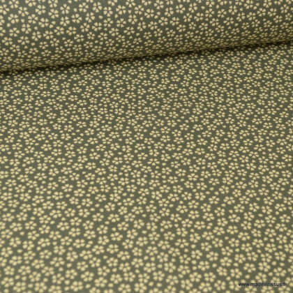 Tissu coton Enduit Myosotis motifs fleurs Sauge -  Oeko tex