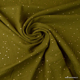 Tissu Double gaze coton Glitter à pois or coloris Bronze - oeko tex