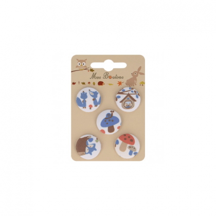 Boutons sur carte motifs animaux Vieux rose