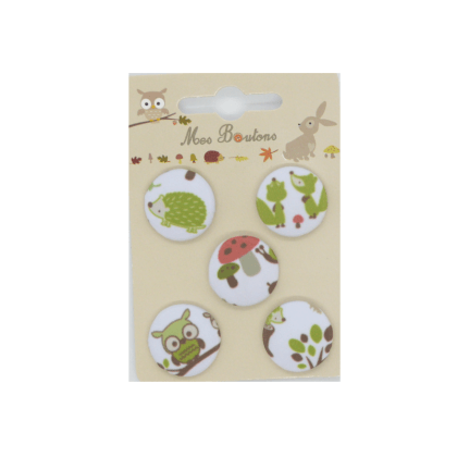 Boutons sur carte motifs animaux Vert
