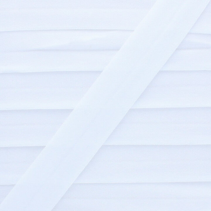 Biais Elastique pré-plié20mm - coloris Blanc - au mètre