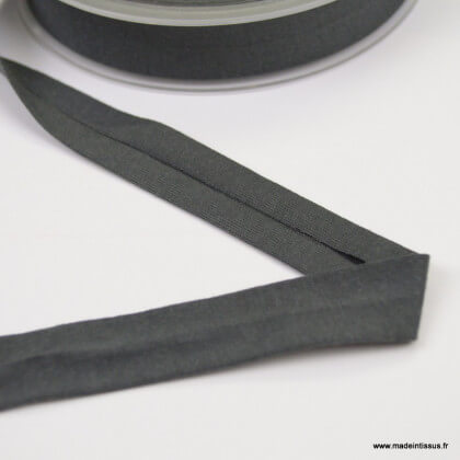 Biais jersey gris anthracite 18 mm