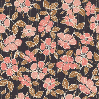 Tissu Popeline coton fleurs Crafted Blooms Cacao -  Art Gallery Fabrics - Oeko tex