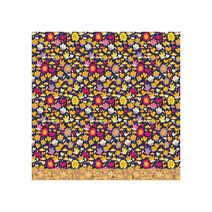 Tissu Rayon de coton fleurs Ocre Solstice - Windham Fabrics - Oeko tex