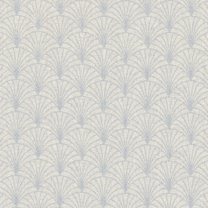 Tissu toile aspect lin motifs éventails Lurex Argent fond naturel - Oeko tex