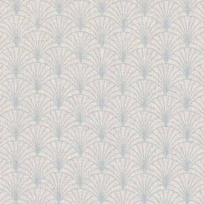 Tissu toile aspect lin motifs éventails Lurex Argent fond naturel - Oeko tex