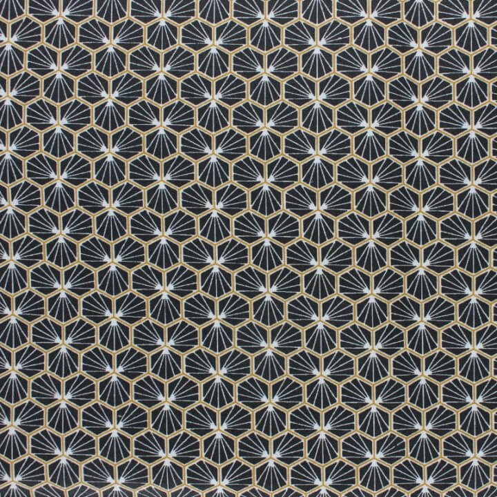 Tissu coton Riad Enduit coloris Noir Oeko tex